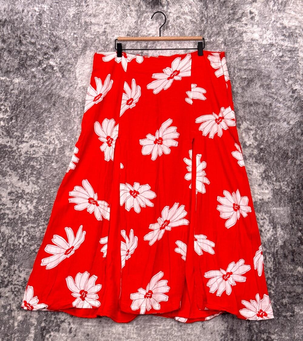 Anthropologie Maxi Skirt 16W Womens Maeve Orange Floral Slit Front